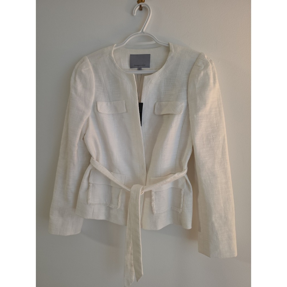 Classiques Entier Ivory Textured Belted Blazer US M
